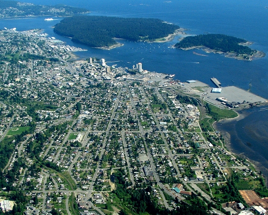 Wide-area photo of Nanaimo, British Columbia