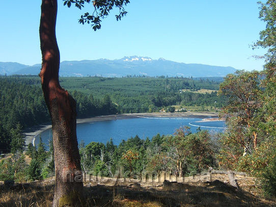 Photo of Mount Arrowsmith from across Northwest Bay